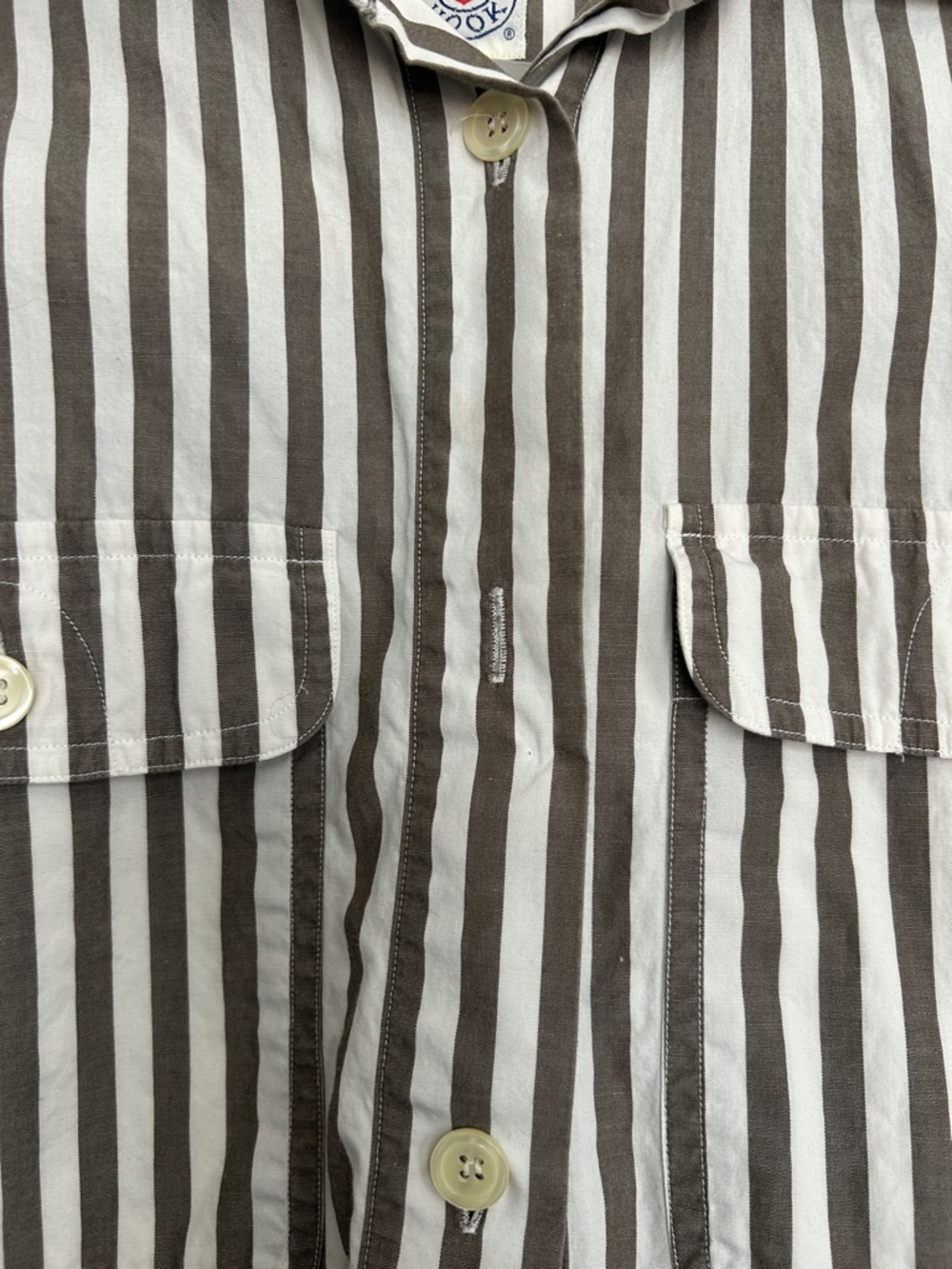 Vintage Brown & White Striped Button-Down Shirt - Picture 4 of 4